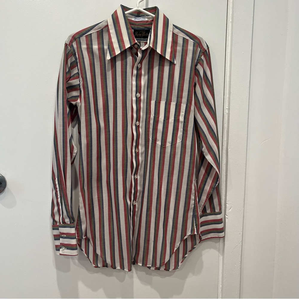 Vintage Byron Britton Striped Multicolor Men's Shirt Size 15 - 33